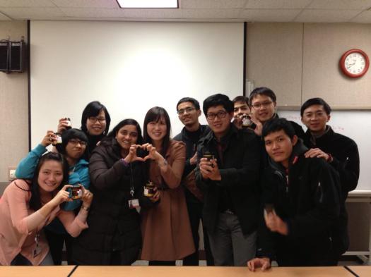 Together with teacher (선생님) and classmates in the last Korean class of first semester.